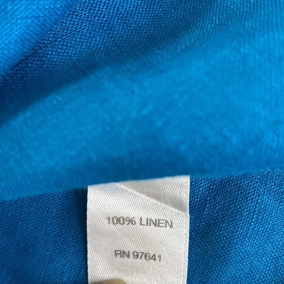 J Jill Love Linen Relaxed Tunic Top 3/4 Sleeve Popover Placket Collared High/Low - Picture 9 of 15